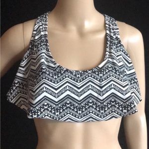 CHEVRON FLOUNCE RACER BACK BIKINI TOP